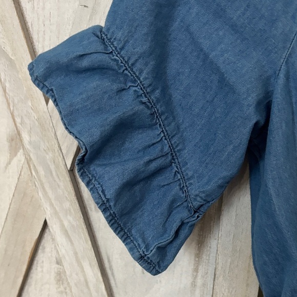 Blue Lace-Up Justice Chambray Romper - Picture 5 of 7